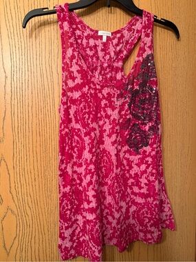 Maurices size large pink and red tank top with a black sequined rose
